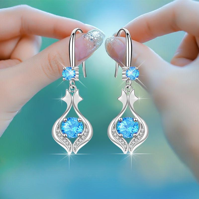 Серьги-подвески Huitan White/Rose/Blue CZ для женщин, шикарные, для помолвки, свадьбы, вечеринки, элегантные, женские, модные украшения