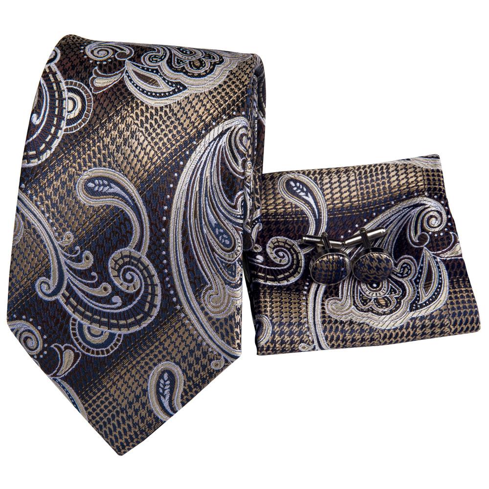 Hi-Tie Мужской галстук с узором пейсли, жаккардовый тканый шелковый галстук, носовой платок, запонки, набор для свадьбы, деловой вечеринки