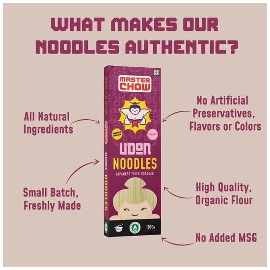 MasterChow Healthy Wheat Udon Noodles | No Preservatives | Real Whole Wheat | Get Restaurant Style Taste in Just 10 Minutes | 300gms