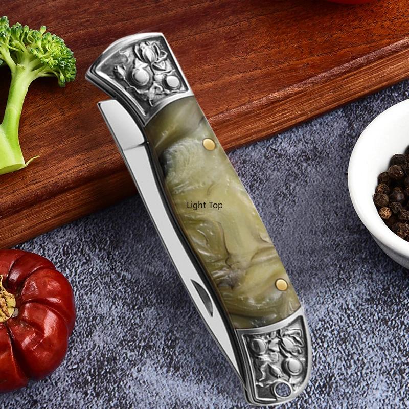 Fruit Pocket Knife Stainless Steel Folding Knife for Kitchen Cooking Chef Knife Portable Utility Knife Keychain Butcher Knife