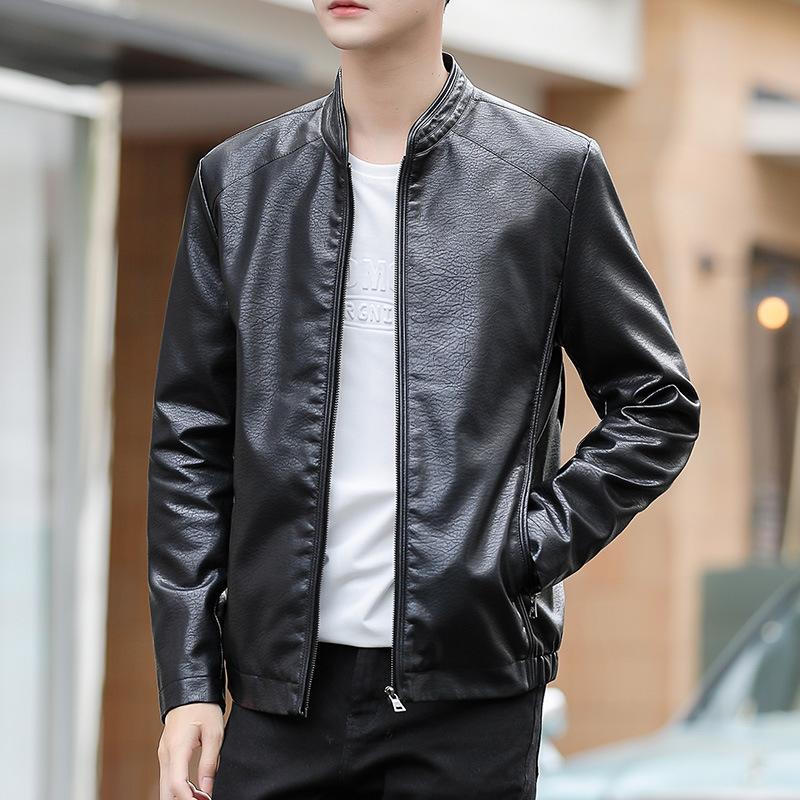 Осенне-зимняя мужская кожаная куртка, флисовая куртка, новая локомотивная одежда, мужская кожаная куртка с воротником-стойкой для езды на мотоцикле