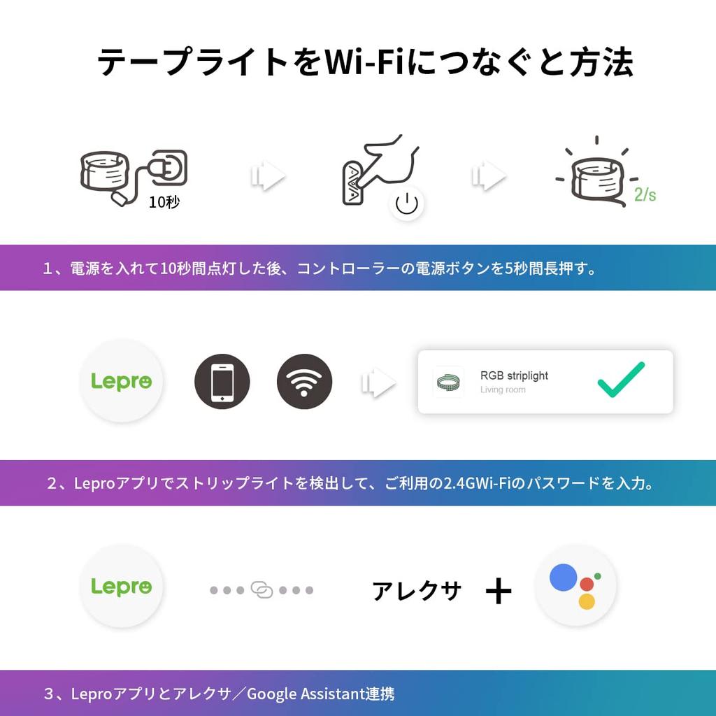 Lepro Alexa Compatible LED Strip Light, 10m RGB String Light, Smart Home Illumination Light, Music-Activated, Smart Lighting, Dimmable, Color