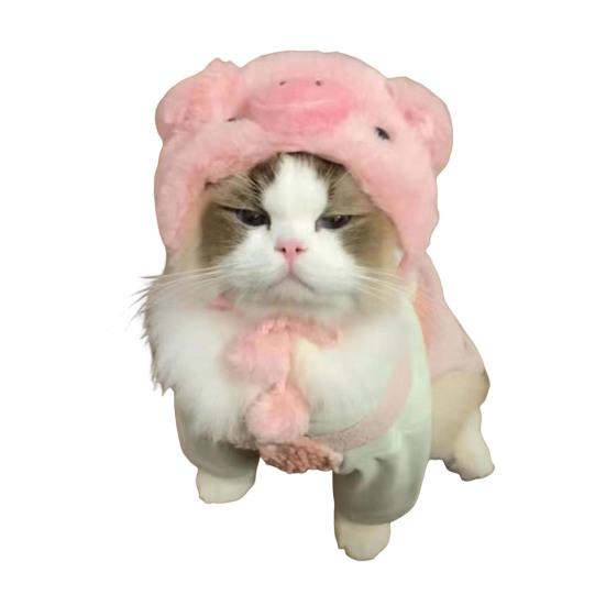 Cute Animal Cat Hat Cats Fuzzy Bunny Pig Panda Design Hat Fun White Goose Hat Adjustable Headwear for Kittens Festive Party Costume Accessory