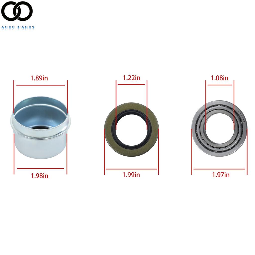 2 Set For 1-1/16" 2000Lbs Axle Trailer Wheel Hub Bearings Kit L44649/L44610 Seal