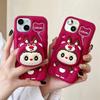 3D Cute Funny Cartoon Lotso Hat Labubu Holder Phone Case For iPhone 17 16 15 14 13 12 11 Pro Max Soft Silicone Cover