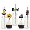 Event Paper Halloween Straws With Witch And Pumpkin Illustrations Festive For