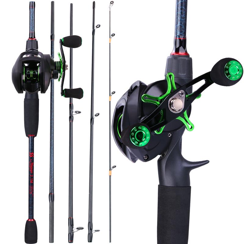 Комбинированные удочки и катушки 1,98–2,4 м с 12 + 1BB рыболовными катушками, полные рыболовные инструменты для ловли карпа, дорожный набор удочек