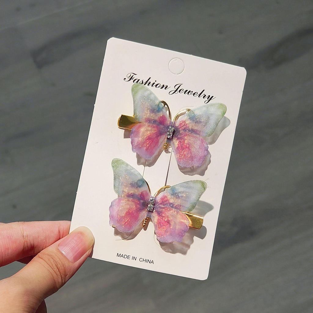 Градиентная заколка-бабочка для детей - симпатичная заколка-уточка из сетки и сплава, идеально подходит для стилей ханьфу и феи