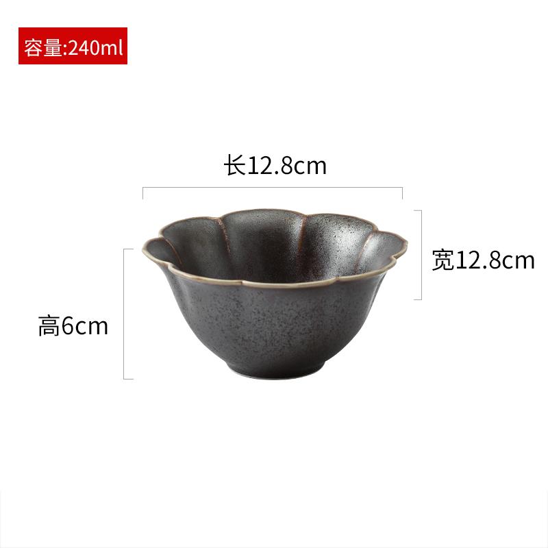 Ceramic Gold Border Flower Shaped Bowl Retro Salad Bowl Dessert Bowl Thick Soup Bowls Service Bowls Hotel Specialty Tableware