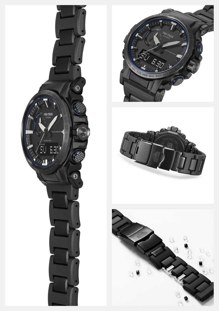 Часы Casio Pro Trek Climber Line Solar с биомассовым черным радиоуправляемым пластиком, PRW-61FC-1JF, Мужские,