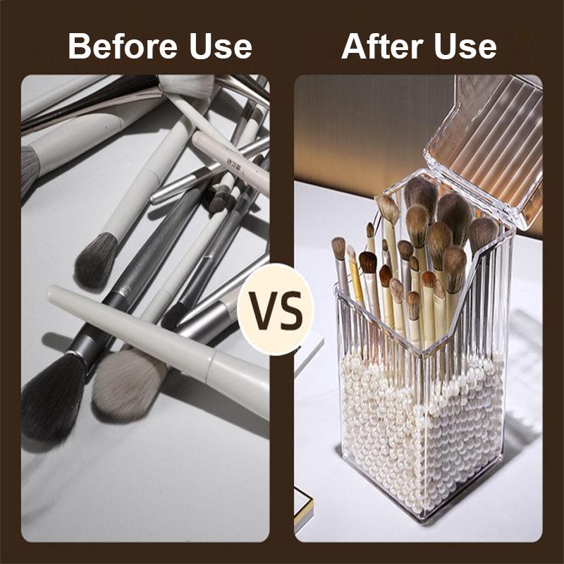 Прозрачный держатель для кистей для макияжа с крышкой, органайзер для косметических инструментов, коробка большой вместимости, пыленепроницаемое хранилище для косметических кистей с 9 слотами
