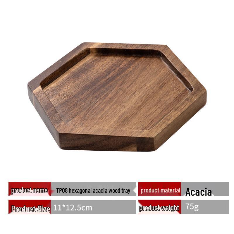 ZISIZ Hexagonal Acacia Wood Serving Tray (3-Pack)