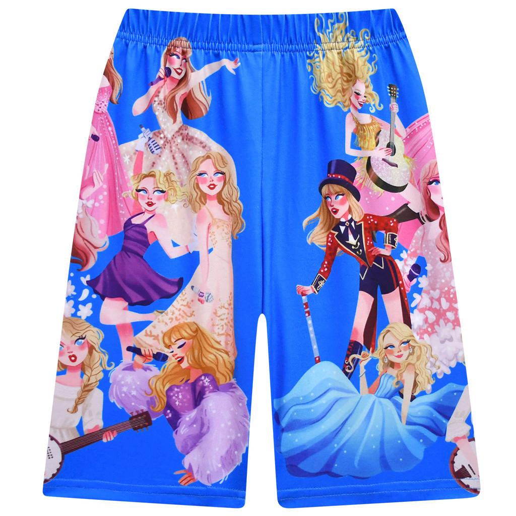 19429 Kids Girls Taylor Swift Print Short Sleeves T-Shirt Pants Sets