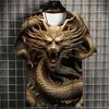 (Ready Stock) Dragon Year T-Shirts For Men 3d Dragon Print Men's Clothing Street Designer Short Sleeved Loose Oversized Tops Tees