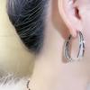 Boho Silver Oval Earrigns Large Hanging Anti Allergy Silver Needle Earrings Hoops Fashionable Circle Design Luxury Earrings