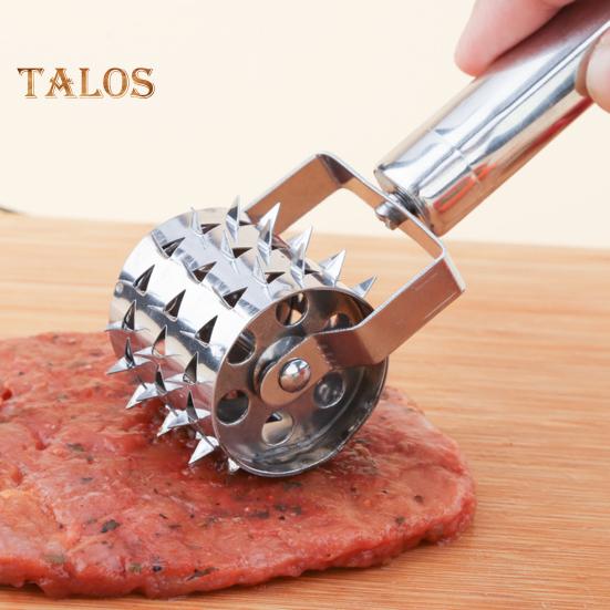 Тендерайзер для мяса, роликовый молоток, лезвие из нержавеющей стали, вращающаяся ручка, кухонный инструмент для стейка, курицы, свинины, говядины, пиццы