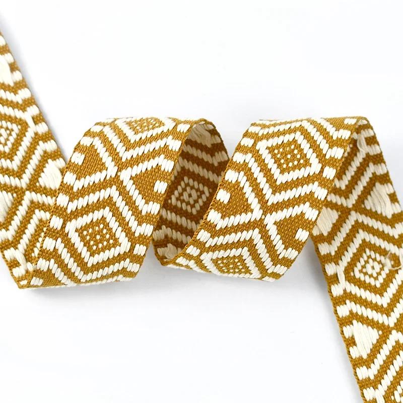 Meetee 2-10M 38мм Жаккардовая Полиэстер Хлопок Лента Стропа Ремень для Сумки Холщовой Декоративная Косая Лента Аксессуары для Шитья
