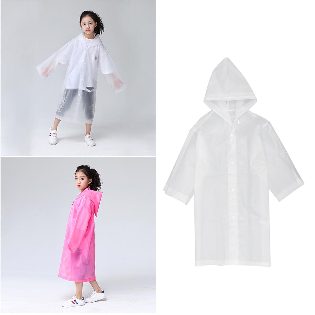 Kid Raincoat Eva Thickened White Translucent Resistant Rainwear Lightweight Emergency Poncho for Girls