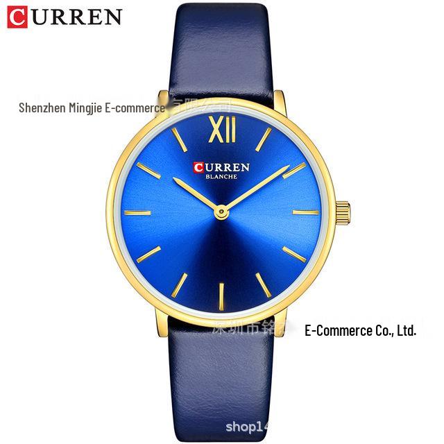 CURREN 9040 Женские ультратонкие водонепроницаемые кварцевые часы на кожаном ремешке