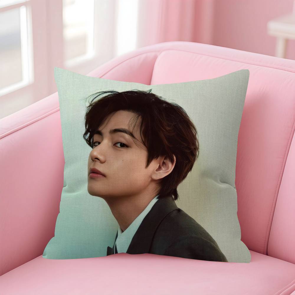 Подушка-чехол для сиденья singer Kim T-Tae-Hyung, чехол для подушки в машину 45X45 см, чехол для поясничной подушки, чехол для диванной подушки