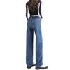 Spring and Autumn New Casual Adjustable Wide Leg Jeans Women's High Waist Fleece Thickened Straight Floor Mopping Jeans