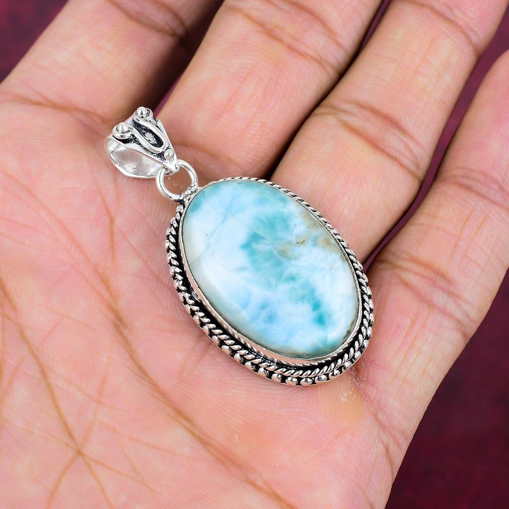 Подвеска из стерлингового серебра 925 пробы с ларимаром, изумительная подвеска ручной работы с драгоценными камнями, подарок жене