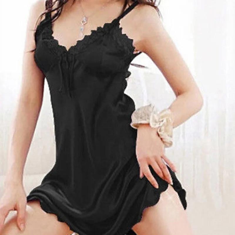 Женская сексуальная ночная рубашка из атласа и шелка, кружевная сорочка, платье для сна, юбка, женская ночная рубашка с открытыми плечами, длинная юбка, топ для сна