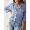Women's Autumn Striped Cardigan Top Loose Casual Long Sleeved Shirt for Women Blouses