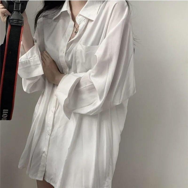 Thin Sunscreen Shirt Breathable Draping Medium Long Sleeve Top Summer Solid Casual Loose Fitting Blouse Wholesale