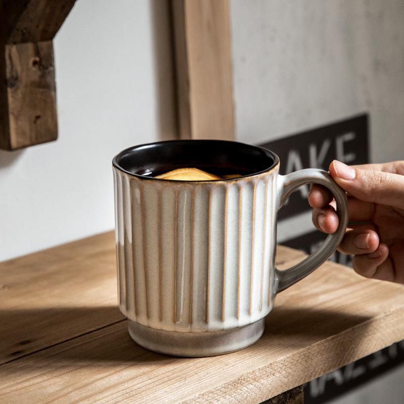 Кружка Lotte в стиле ретро с рельефом, керамическая чашка для воды, кофейная чашка для кофейни, кейтеринга, аутлет