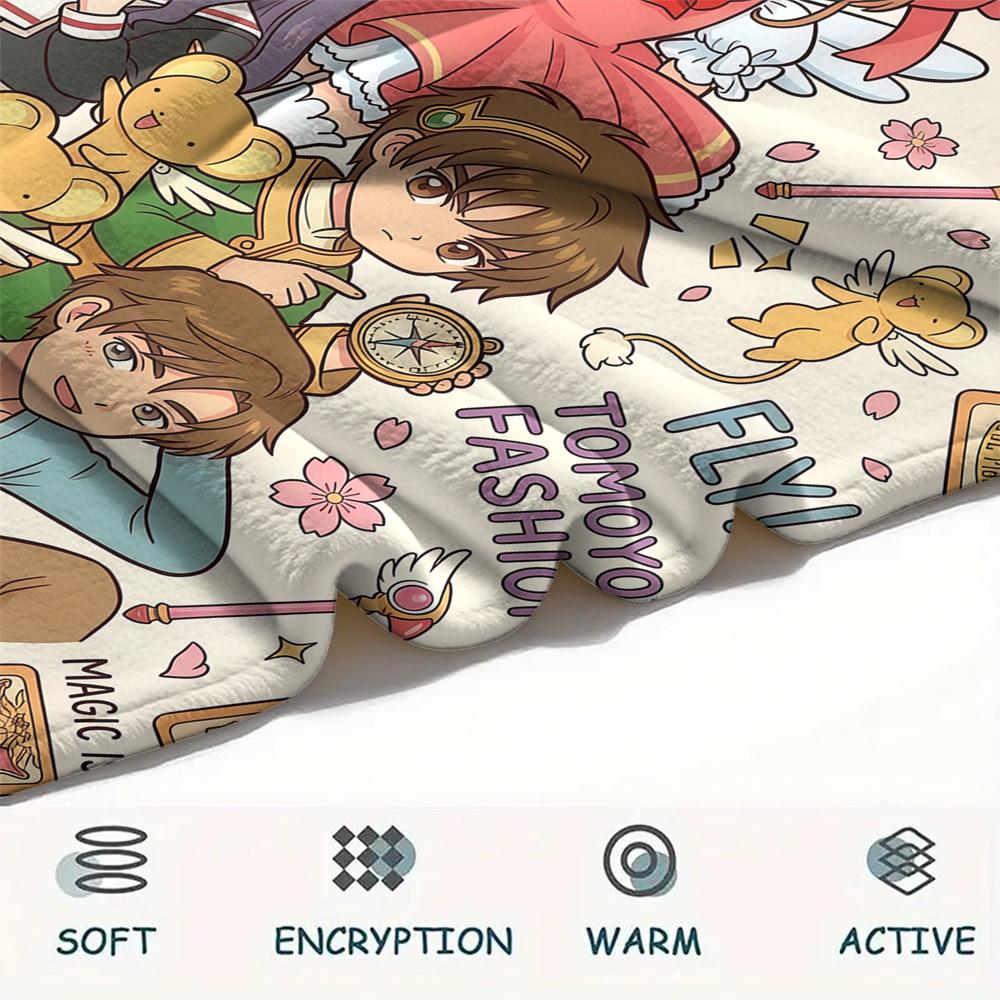 Cardcaptor Sakura charactersPrint Flannel Blanket, High quality Comfortable for All Seasons, Home Decor, Warmth and Comfort
