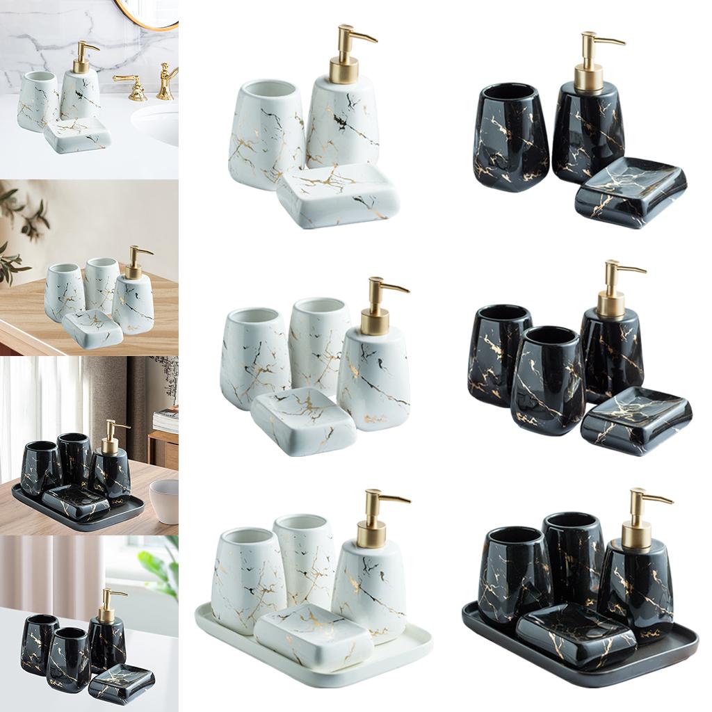 Набор Аксессуаров для Ванной Комнаты CERAMIC Мраморный Рисунок Дозатор для Лосьона Мыльница Отличный Подарок для Семьи, Друзей