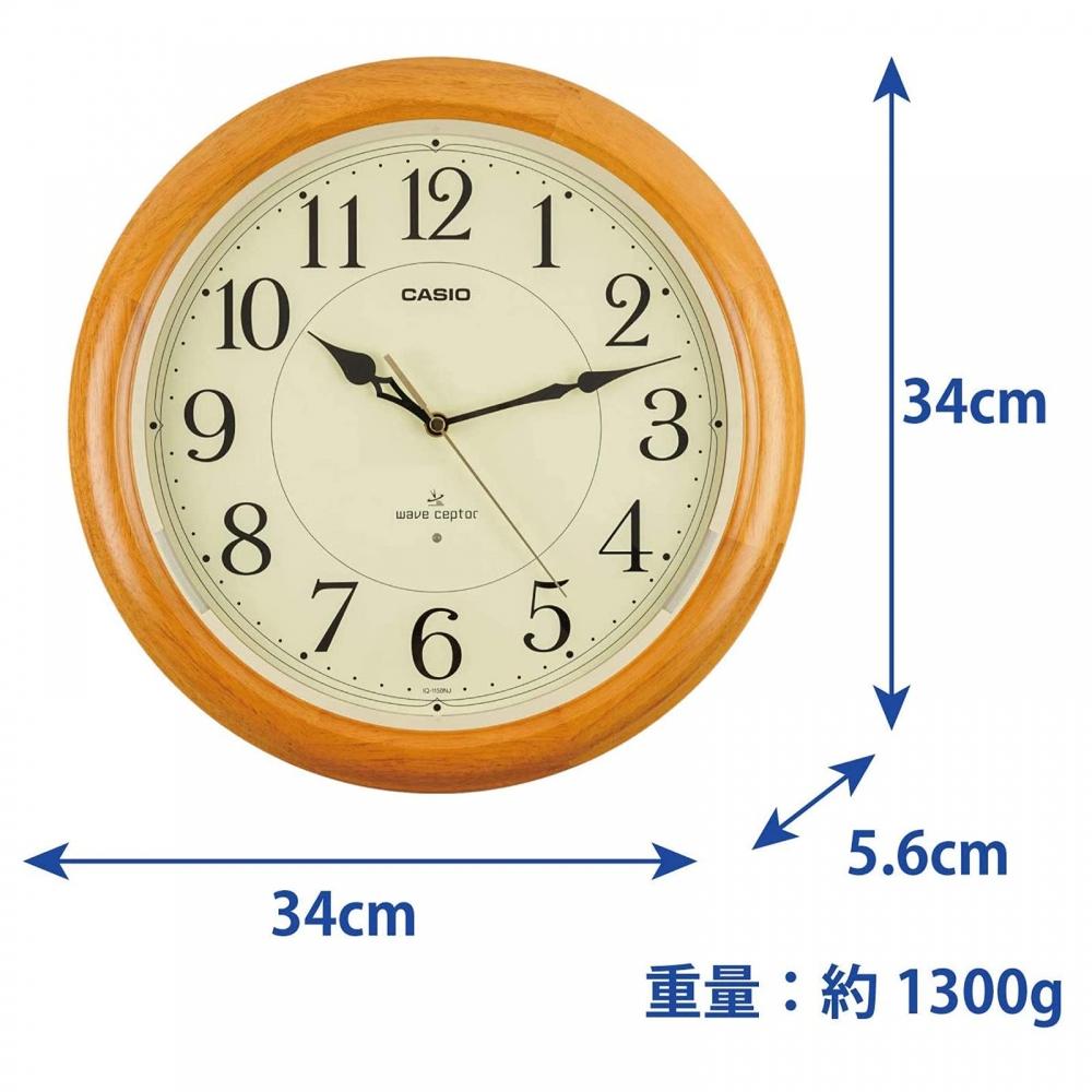 Casio Wall Clock Radio Wave Brown Diameter 34cm Analog Wooden Frame Always On Second Hand Stops At Night IQ-1150NJ-7JF