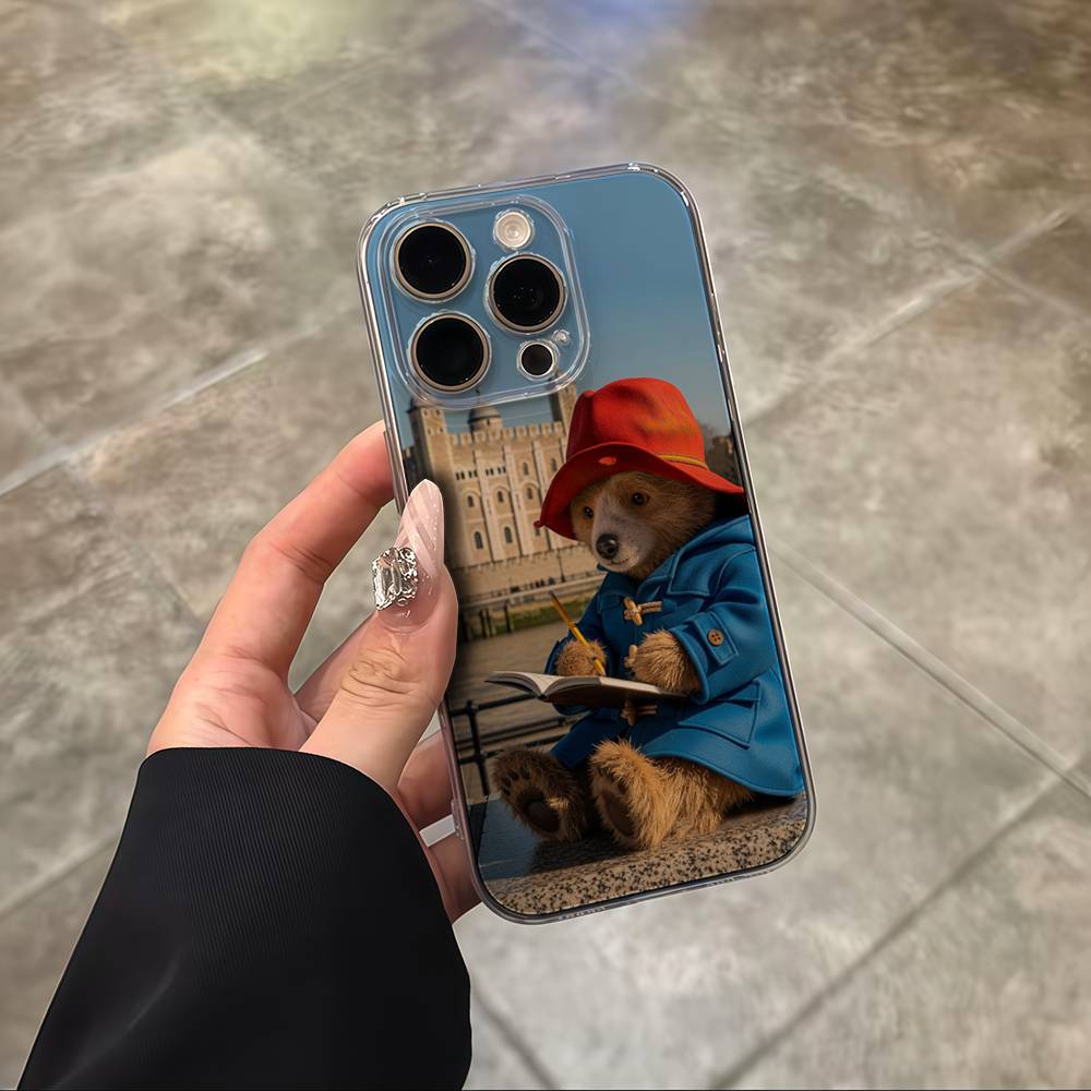 Cute P-Paddington B-BearS Silicone Phone Case Material For iPhone 17 16 15 11 12 13 14 Pro Max Mini Plus Soft TPU