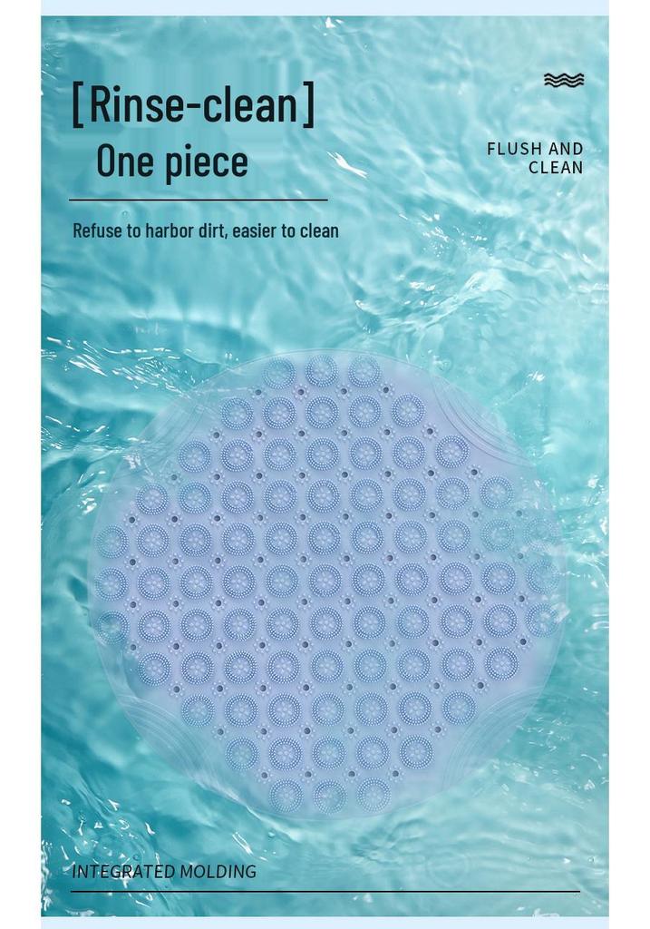 Elderly Anti-Slip Waterproof Shower Mat with Suction Cups & Foot Scrubber