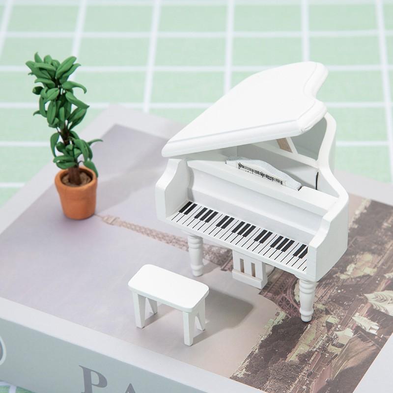 1:12 Scale Miniature Dollhouse Furniture Wooden Triangle Piano Model Decorative Accessory DIY Craft Display