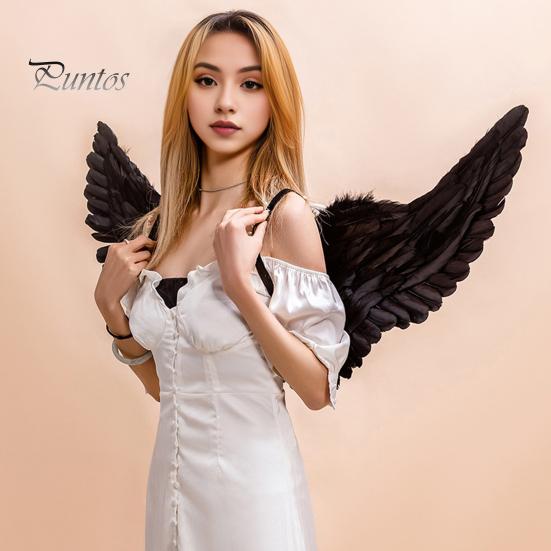 Halloween Cosplay Angel Wing Prop with Elastic Band Goose Feather Bright Colors Good Detail Stage Show Performance Role-Playing Party Dance Fake Wing