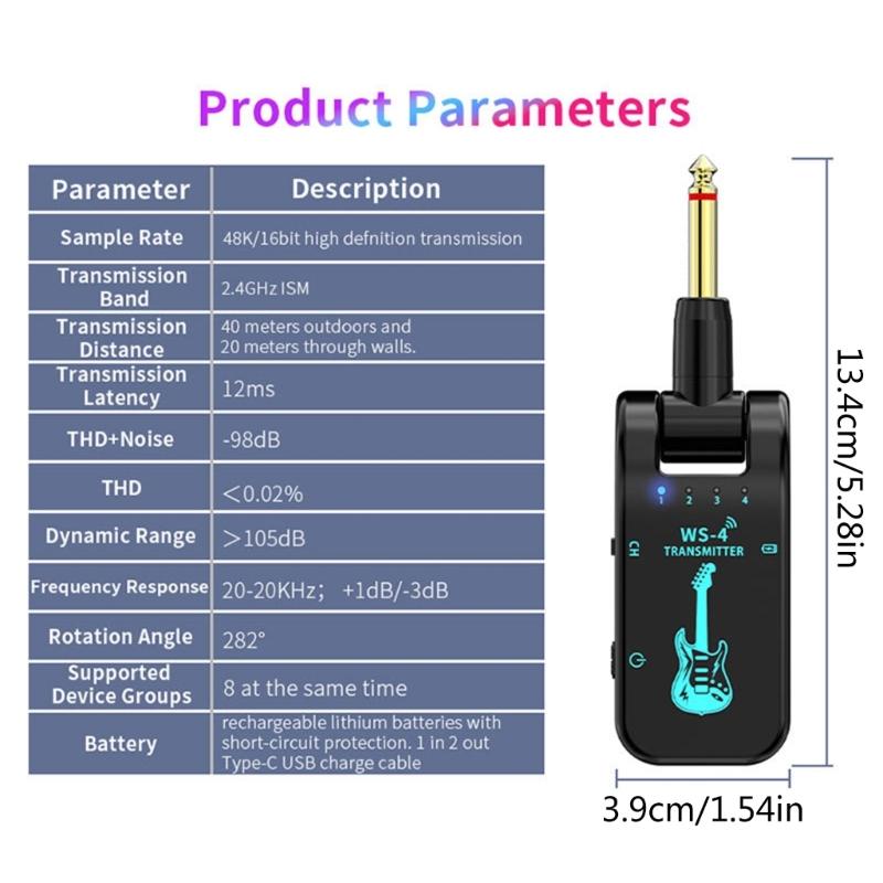 Wireless Guitar Transmitters Receiver 2.4GHz Sound Wireless Transmitters Receiver