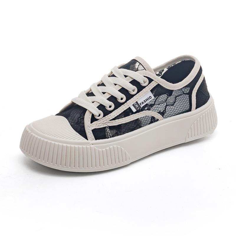 Весенне-летние кружевные сетчатые дышащие женские туфли новые универсальные парусиновые туфли кеды мягкая подошва женские туфли