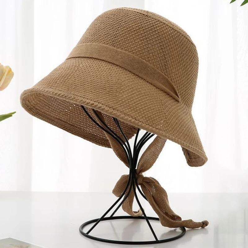Summer Bucket Hat for Women Wide Brim Bucket Hat Breathable Hollow Out Basin Hat UV Sun Protection Hats Summer Travel Vacation Panana Beach Cap