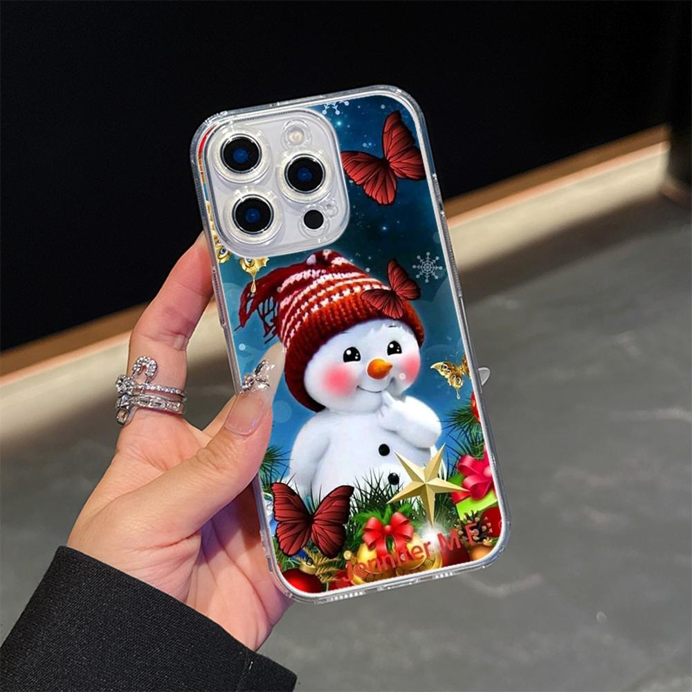 Ae110 Merry Christmas Magsafe Прозрачные чехлы для Samsung S23 S24 Ultra S20 S21 FE iPhone 16 13 15 14 Pro Max XR Магнитная беспроводная зарядка Задняя крышка