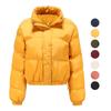 Women’s Basic Jackets High Collar Zipper Long Sleeves Warm Short Coat Cotton Thick Jacket Autumn Winter Casual Stylish Loose Outwear