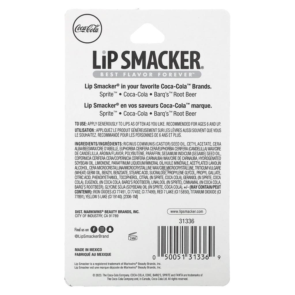 Lip Smacker Coca-Cola, бальзам для губ, тройная упаковка, 3 упаковки, 4 г (0,14 унции) каждый