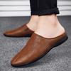 FashionHalf Shoes For Men Leather Casual Flats Italian Leisure High Quality Summer Slip On Flats Breathable Slippers Handmade Footwear