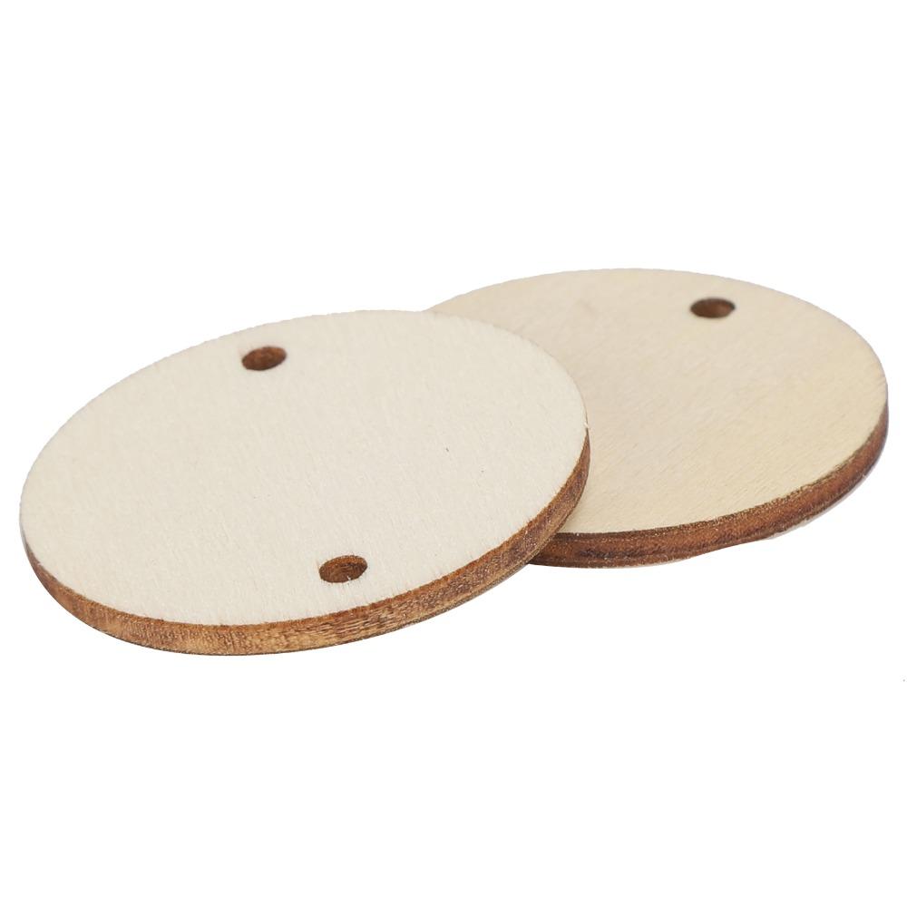 100pcs With Hole Wooden Pendants Round Wooden Circles Wood Handmade DIY Wood Chips Craft Decoration