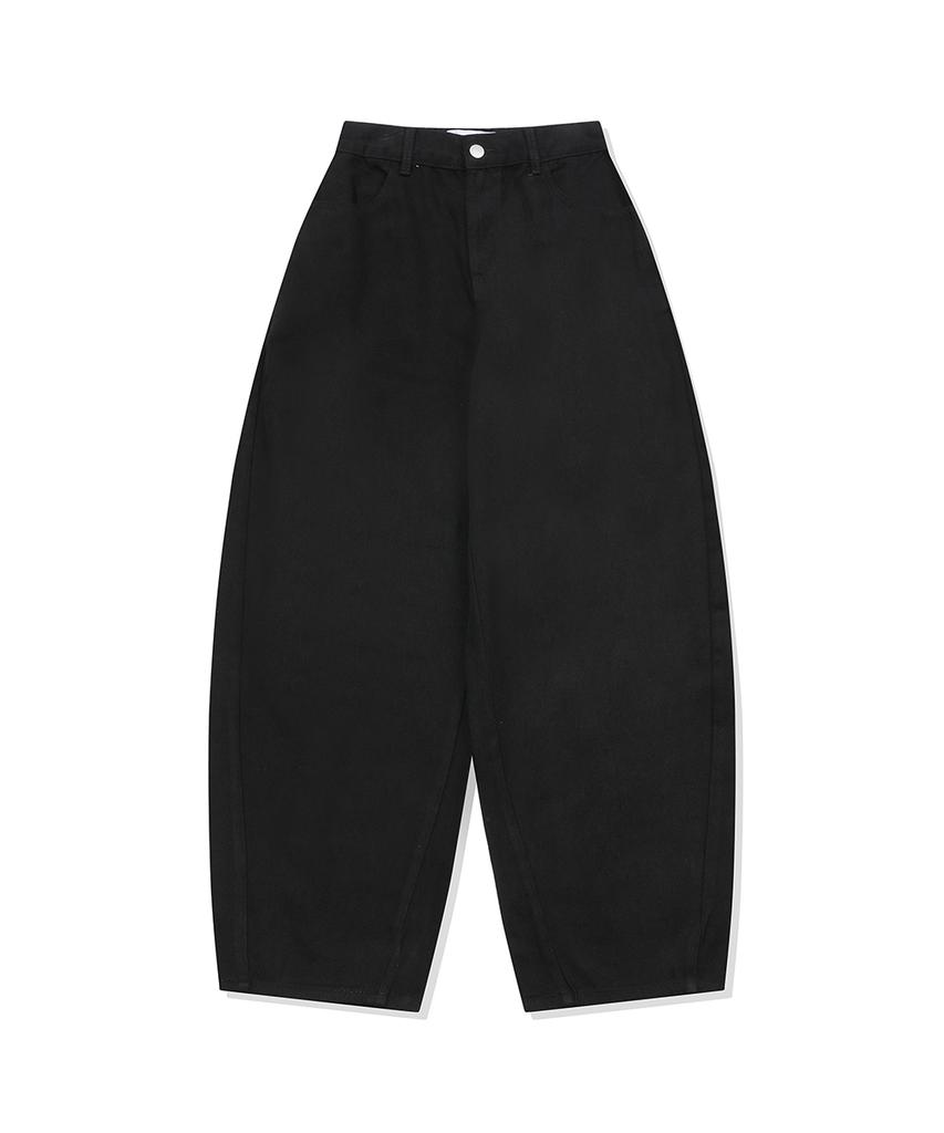 CHAMBROS Curved Balloon Cotton Denim Pants [Black]
