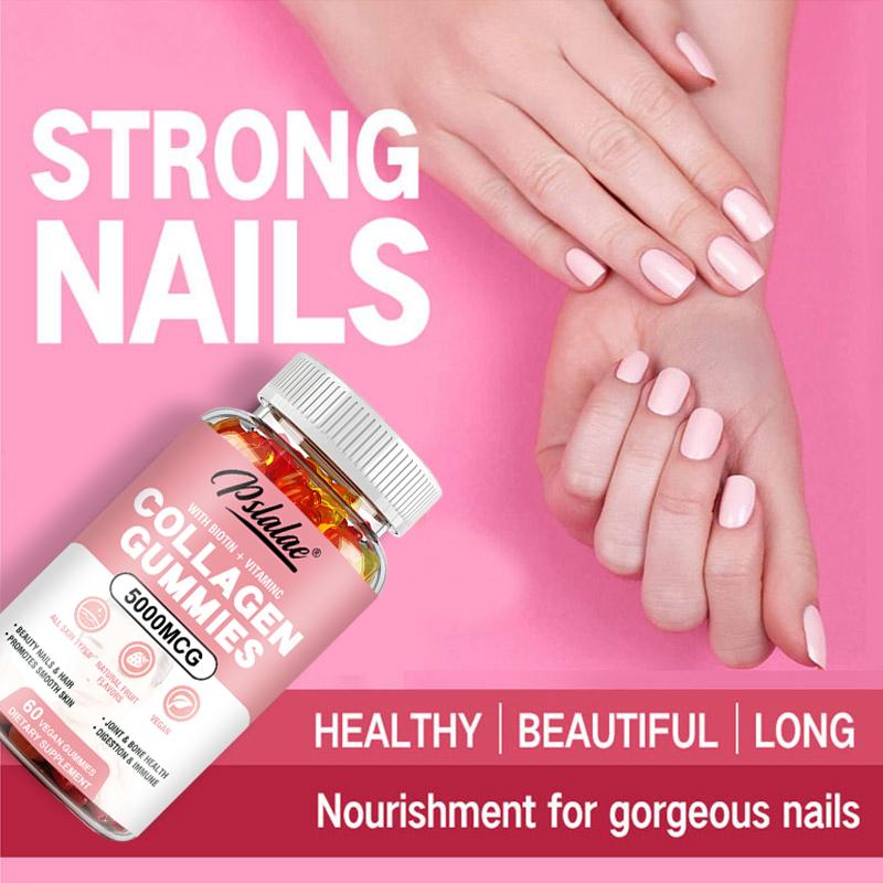 Pslalae - 5000mcg Collagen Gummies - Biotin + Vitamin C - Hair, Skin, and Nail Health