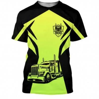 Летняя футболка с круглым вырезом и 3D принтом забавного грузовика, модная, повседневная, с коротким рукавом, мужская