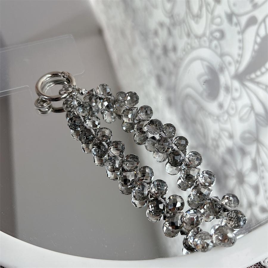 Luxury Glitter Crystal Beads Hand Wrist Strap Chain Lanyard Anti-lost Phone Charm Ornament Keychain Universal 12cm iPhone Redmi