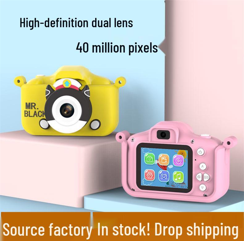 Children's Dual Lens Cartoon Digital Camera with Selfie, Video, Game, and Music Features